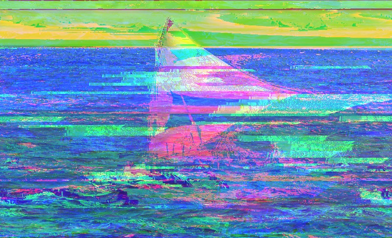 Databent image of a boat called the flying proa.