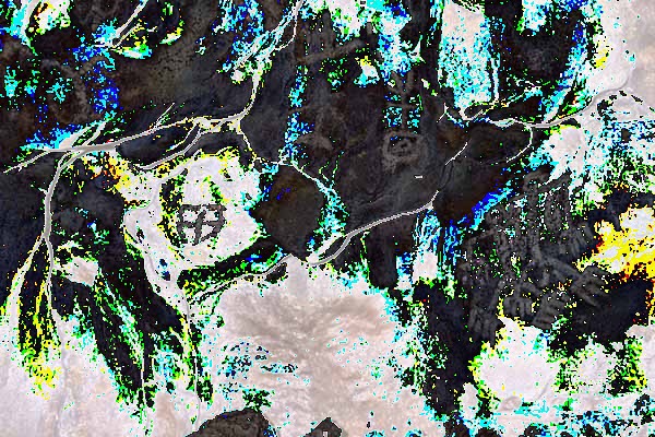 Databent image of cave.